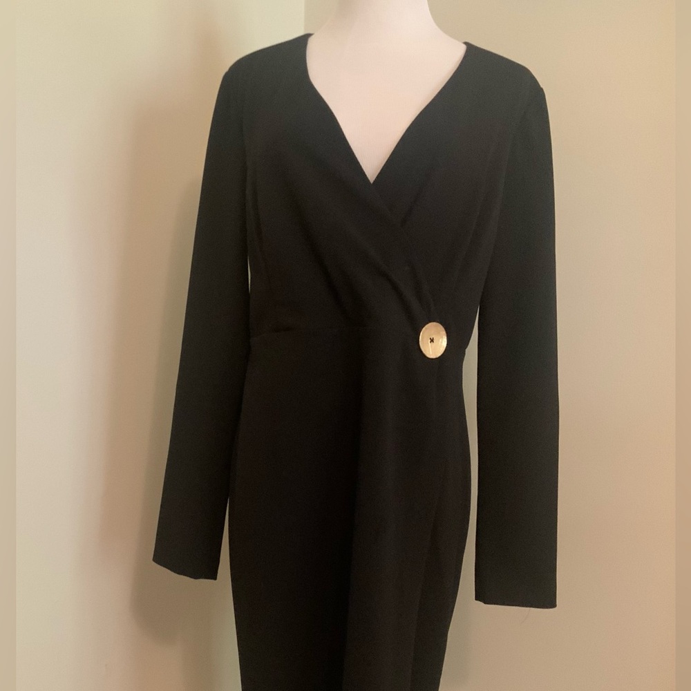Black Faux Wrap Dress. DNKY. Like new. Size 14